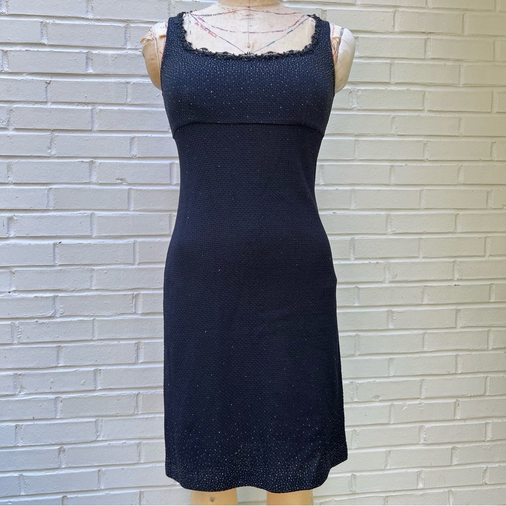 Beaded St. John Evening scoop neck cocktail dress